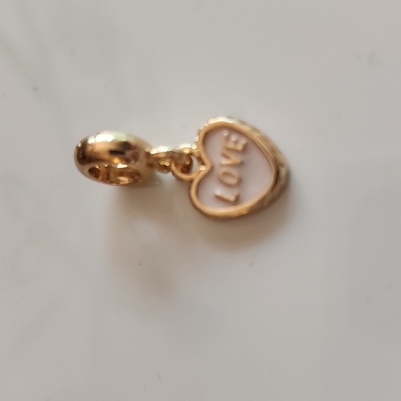 Last One Love Gold Light Pink Enamel Heart Charm - Picture 2 of 4